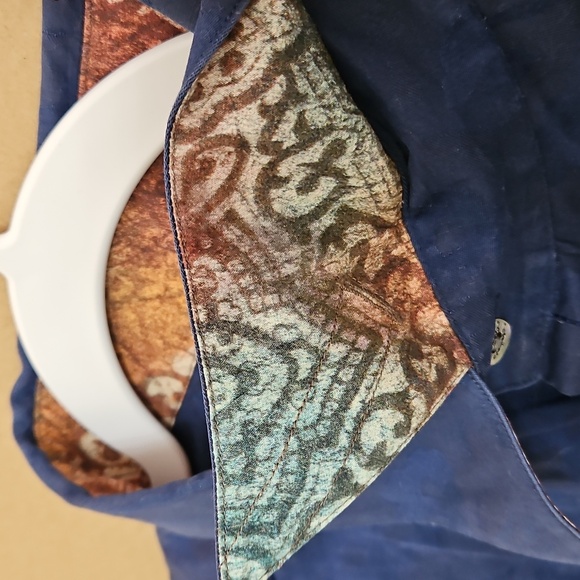 Robert Graham Navy Blue Damask Button Up Shirt Sz XL - Picture 5 of 8